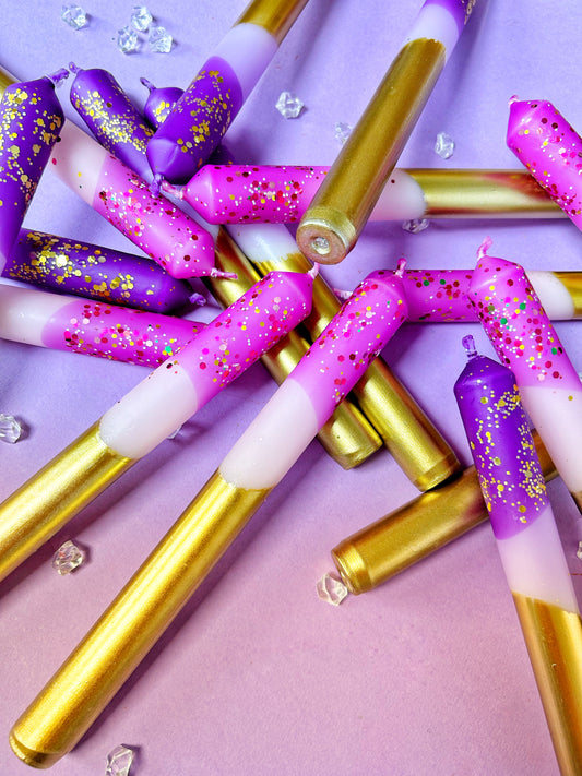 SUGAR PLUM FAIRIES AND GILDED PLUM Dip Dye Dinner Candle set