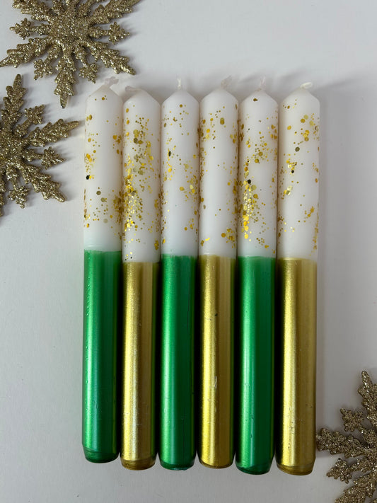 MISTLETOE KISSES AND ANGEL WINGS Dip Dye Dinner Candle set