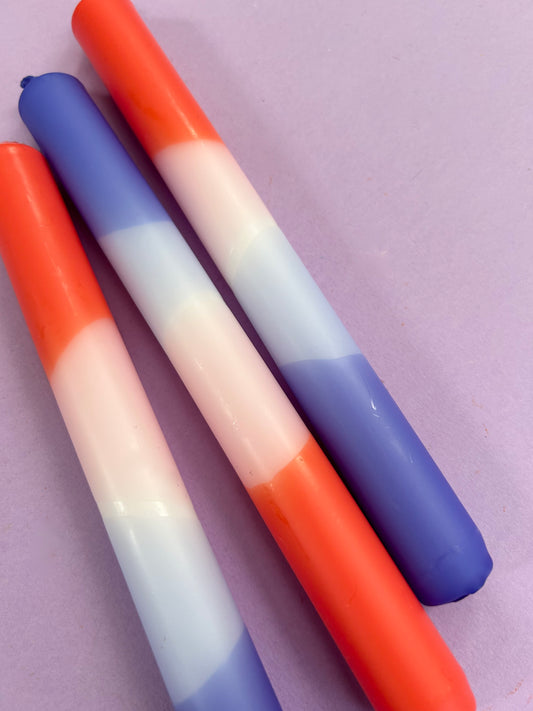CORAL OCEAN Dip Dye Dinner Candles Trio
