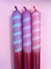 Load image into Gallery viewer, BERRY LIGHT Dip Dye Dinner Candle Trio
