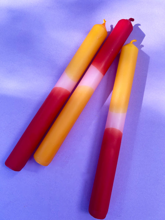 SAHARA SCORCH Dip Dye Dinner Candles Trio