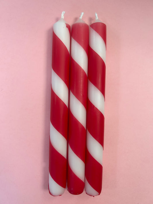 CANDY CANES Dip Dye Dinner Candle Trio