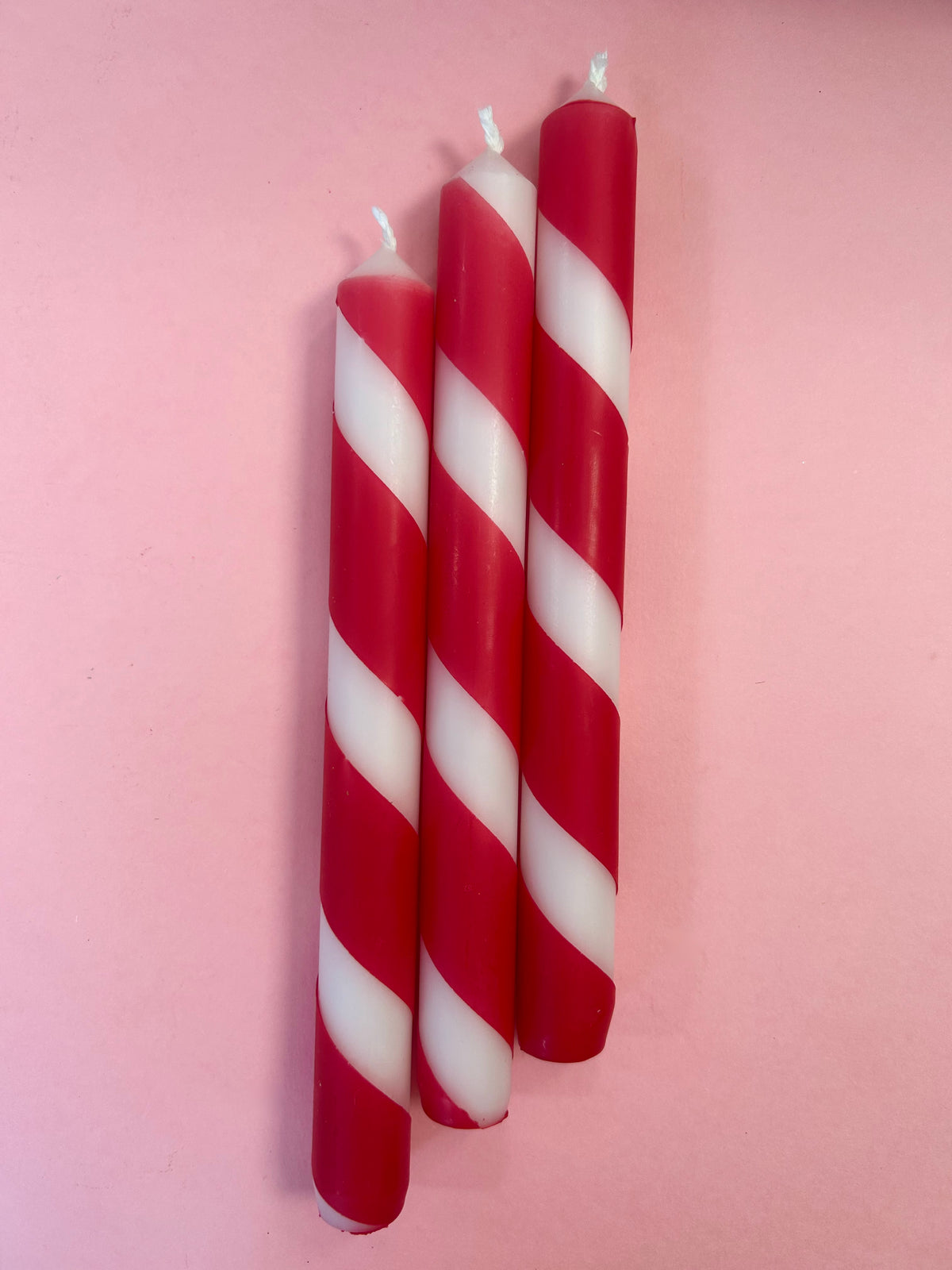 CANDY CANES Dip Dye Dinner Candle Trio