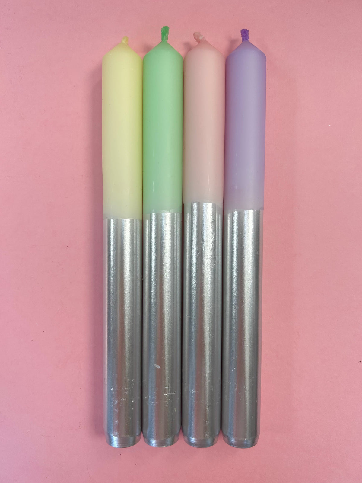 SUGARED ALMONDS Dip Dye Dinner Candle set of 4
