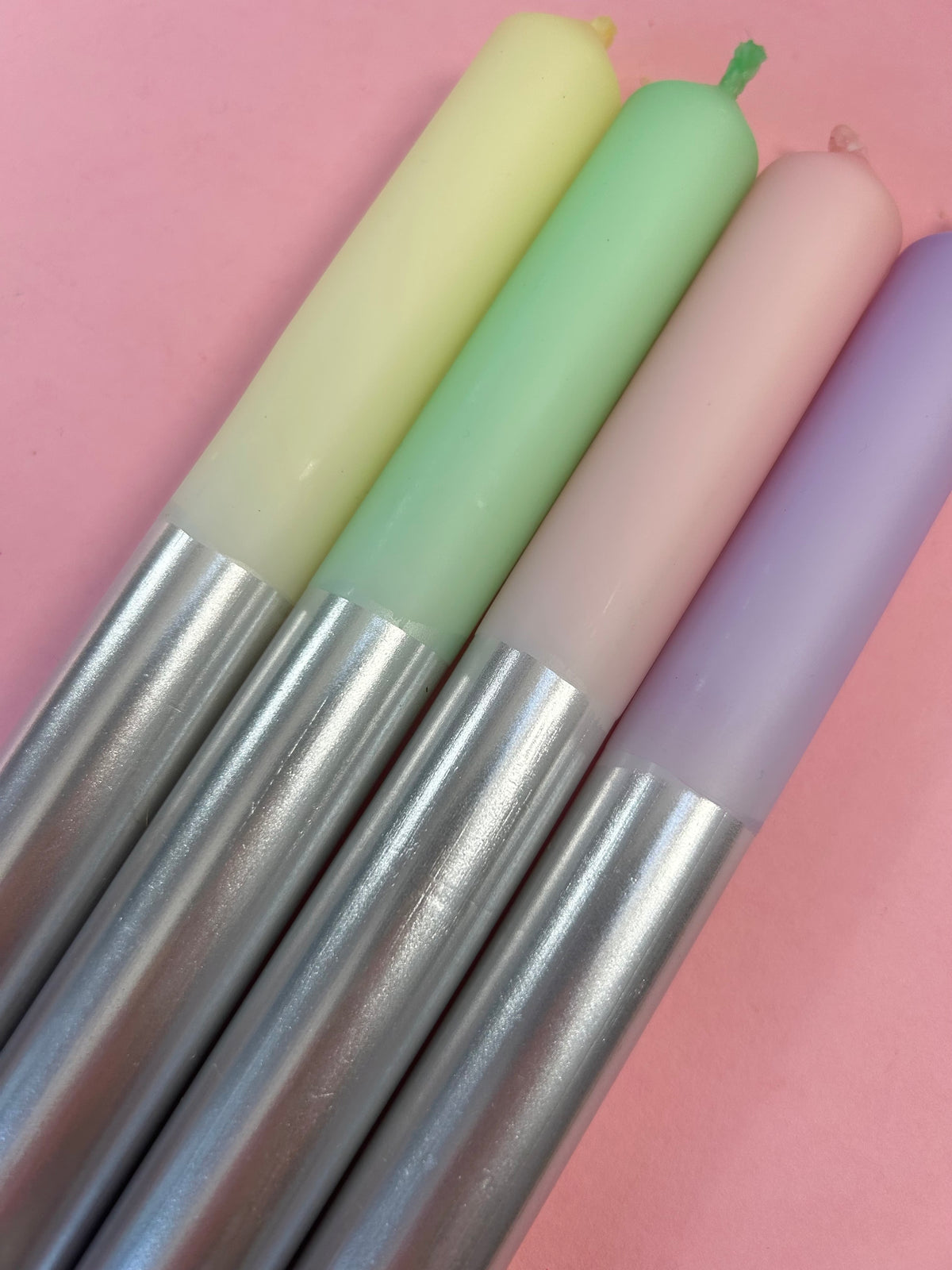 SUGARED ALMONDS Dip Dye Dinner Candle set of 4