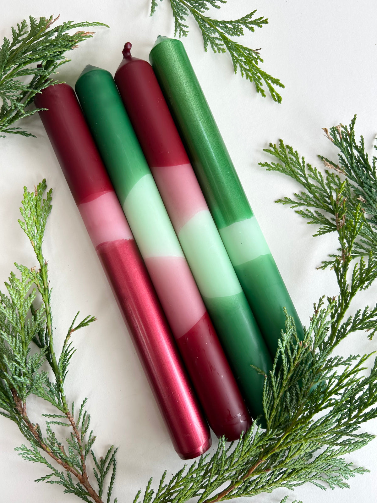 FIR BERRIES Dip Dye Dinner Candle set of 4