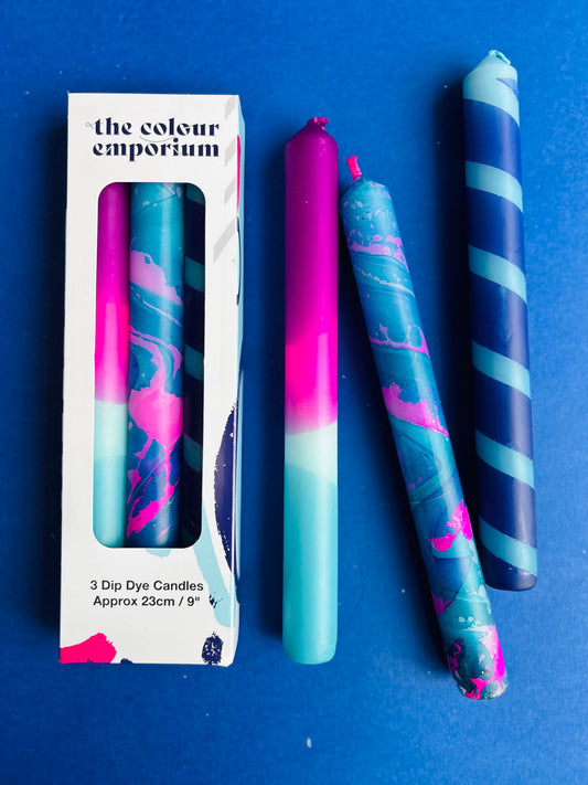 CROMABLEND Dip Dye Dinner Candles Trio