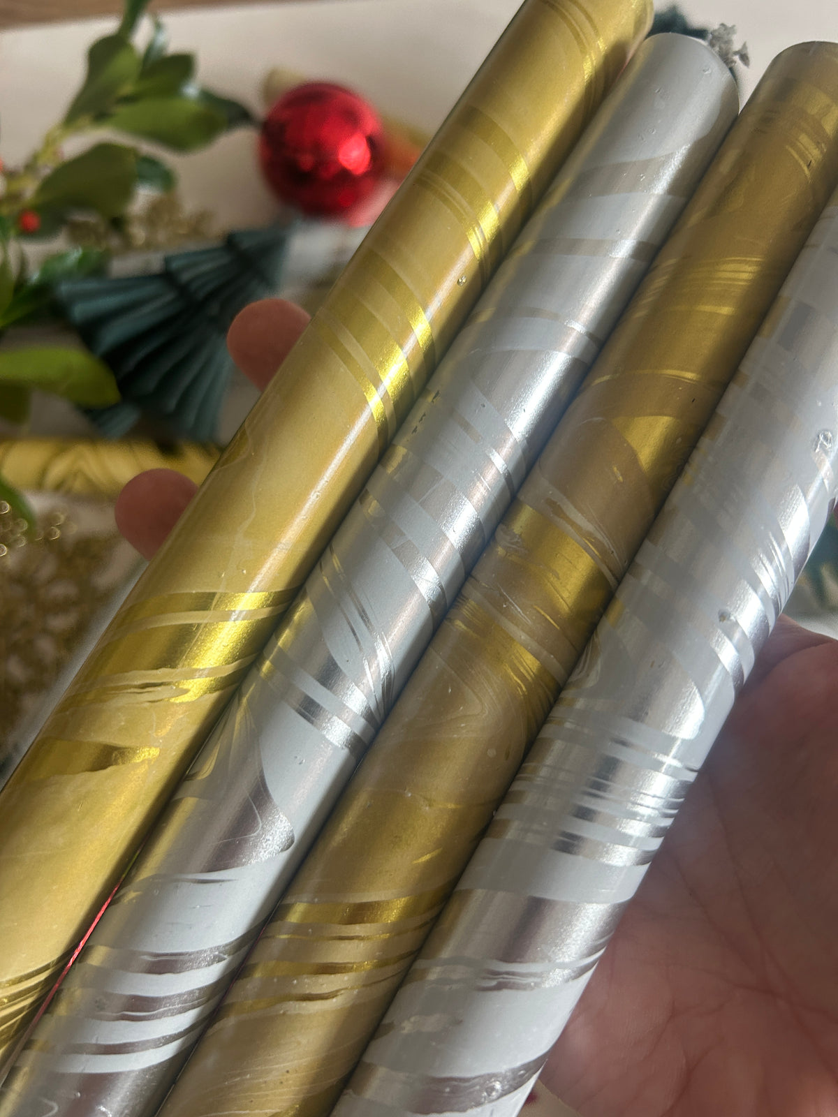 METALLIC MARBLED FOIL - Champagne and Snow Set of 4 or 6