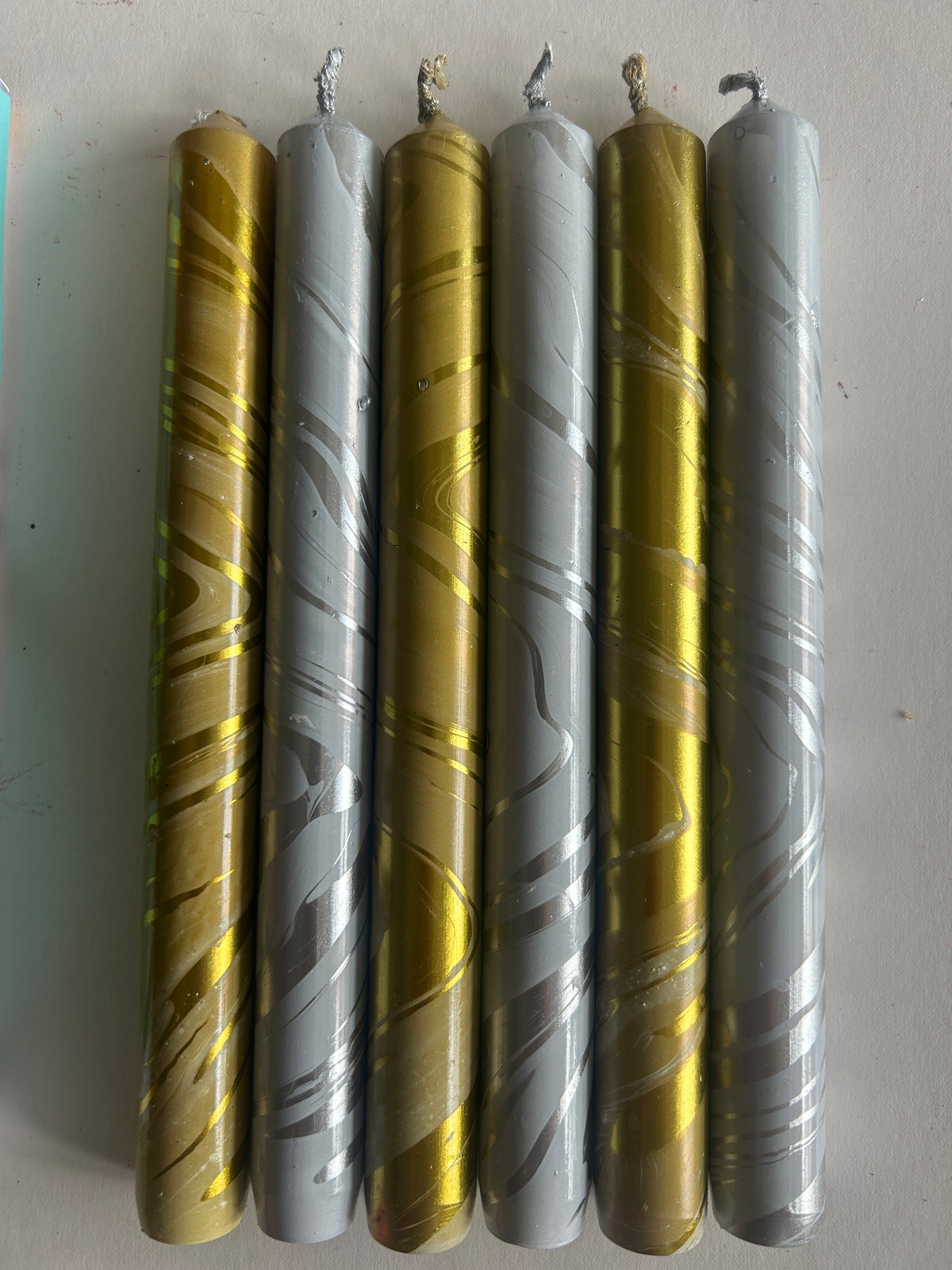 METALLIC MARBLED FOIL - Champagne and Snow Set of 4 or 6