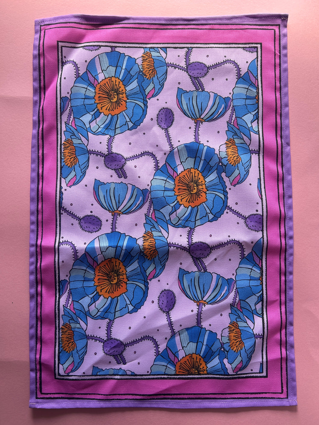 Blue Poppies Tea Towel