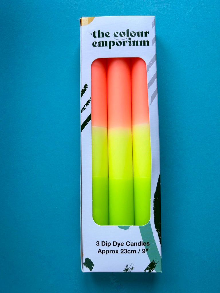 NEON CITRUS - Dip Dye Dinner Candle Trio