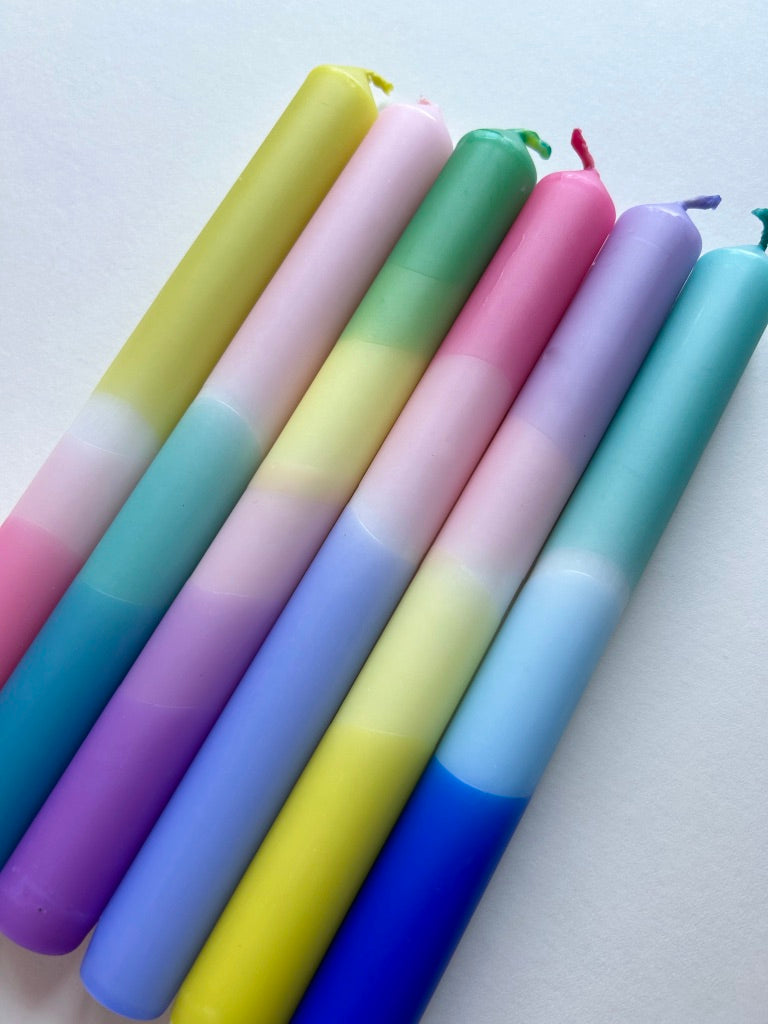 BESTSELLING PASTELS Dip Dye Dinner Candles set of 6