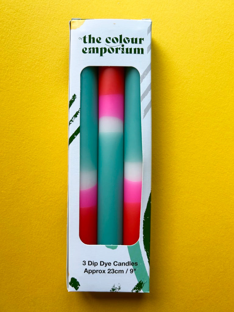 SUMMER JAM Dip Dye Dinner Candle Trio