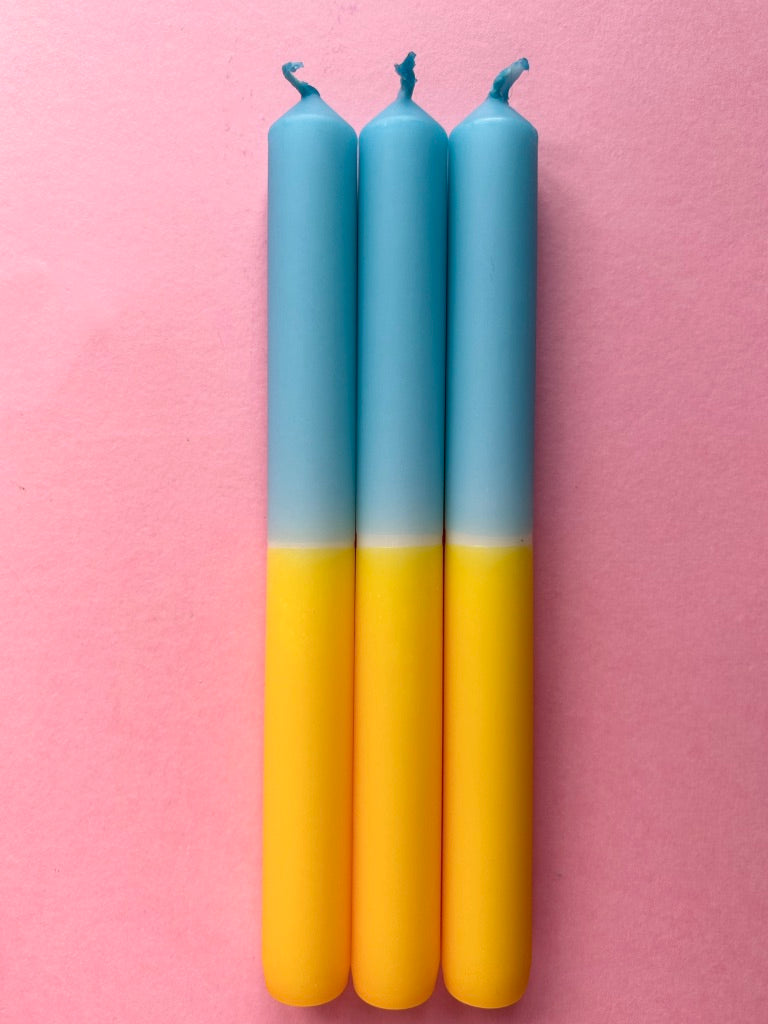 SWEDISH SUMMER Dip Dye Dinner Candles Trio