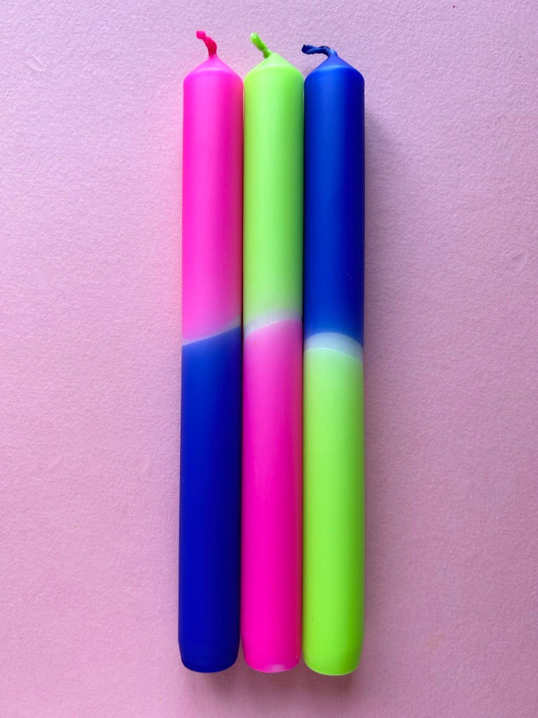 NEON SUIT - Dip Dye Dinner Candle Trio