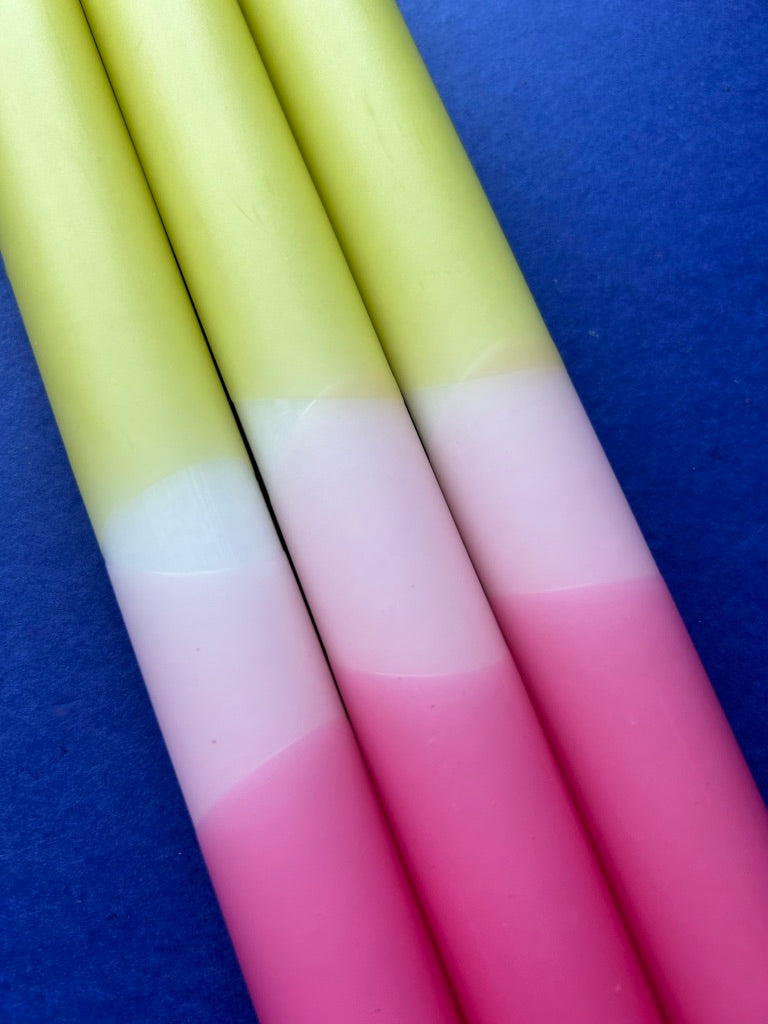 BUDDING BLOOMS Dip Dye Dinner Candles Trio