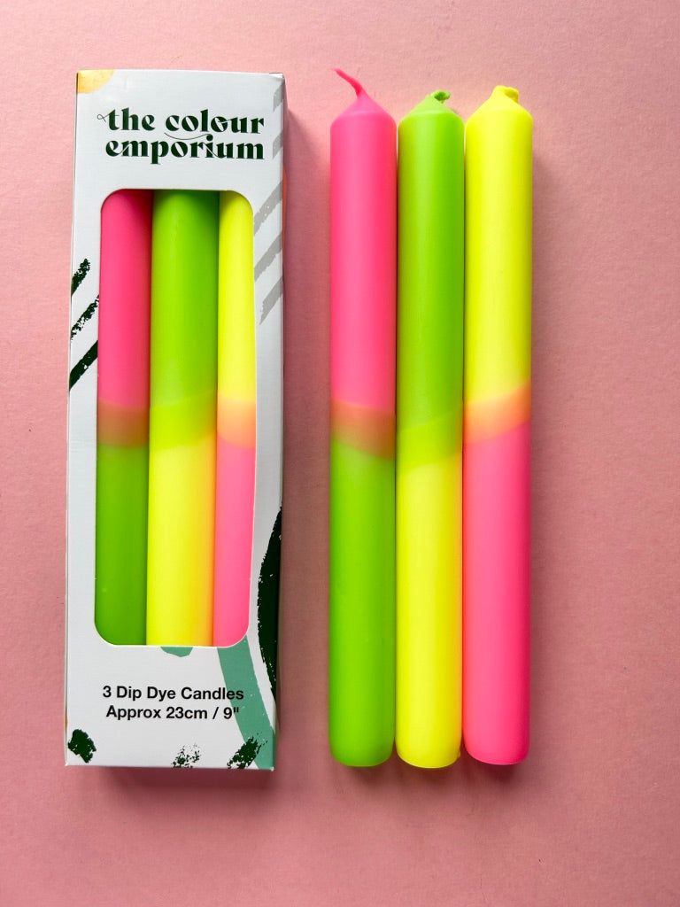 NEON SUGAR- Dip Dye Dinner Candle Trio