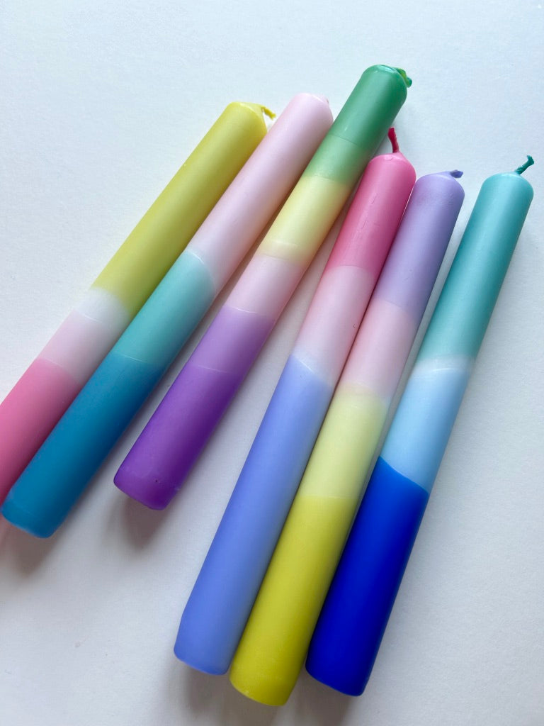 BESTSELLING PASTELS Dip Dye Dinner Candles set of 6