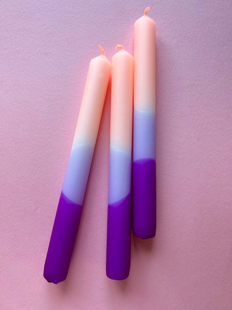PEACHES AND PLUMS - Dip Dye Dinner Candle Trio