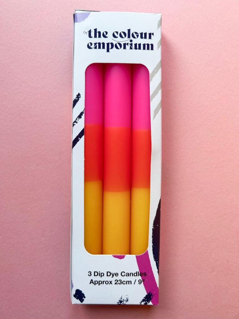 INDIAN SUMMER Dip Dye Dinner Candles trio