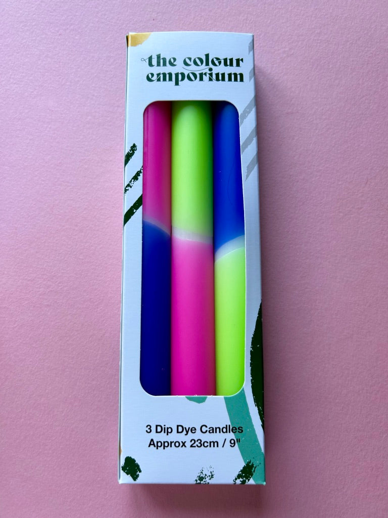 NEON SUIT - Dip Dye Dinner Candle Trio
