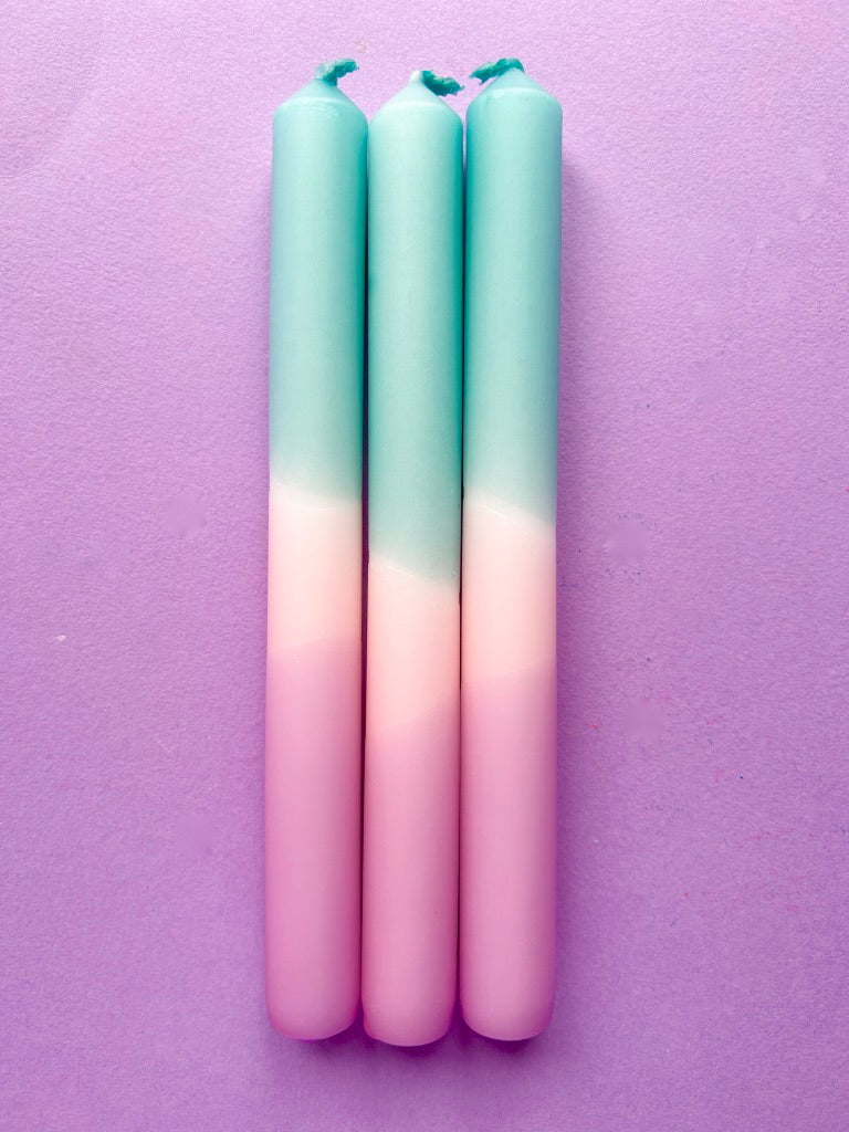BLISSFUL BLOSSOMS Dip Dye Dinner Candles Trio