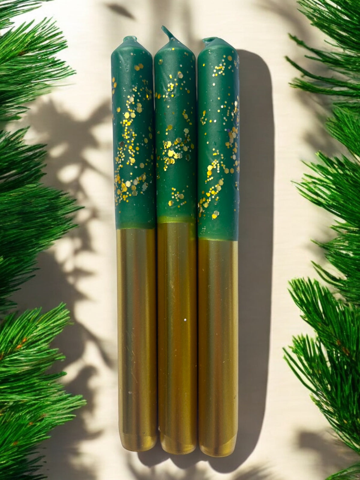 CHRISTMAS TREE FARM Dip Dye Dinner Candle Trio