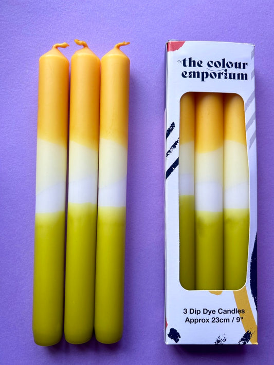 WOODSTOCK Dip Dye Dinner Candle Trio