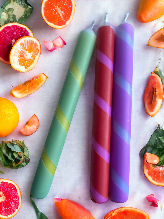 FRUIT TWIST Dip Dye Dinner Candles Trio