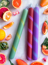 Load image into Gallery viewer, FRUIT TWIST Dip Dye Dinner Candles Trio
