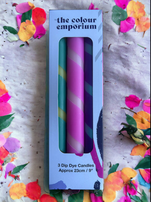 VIVID FUSION Dip Dye Dinner Candles Trio