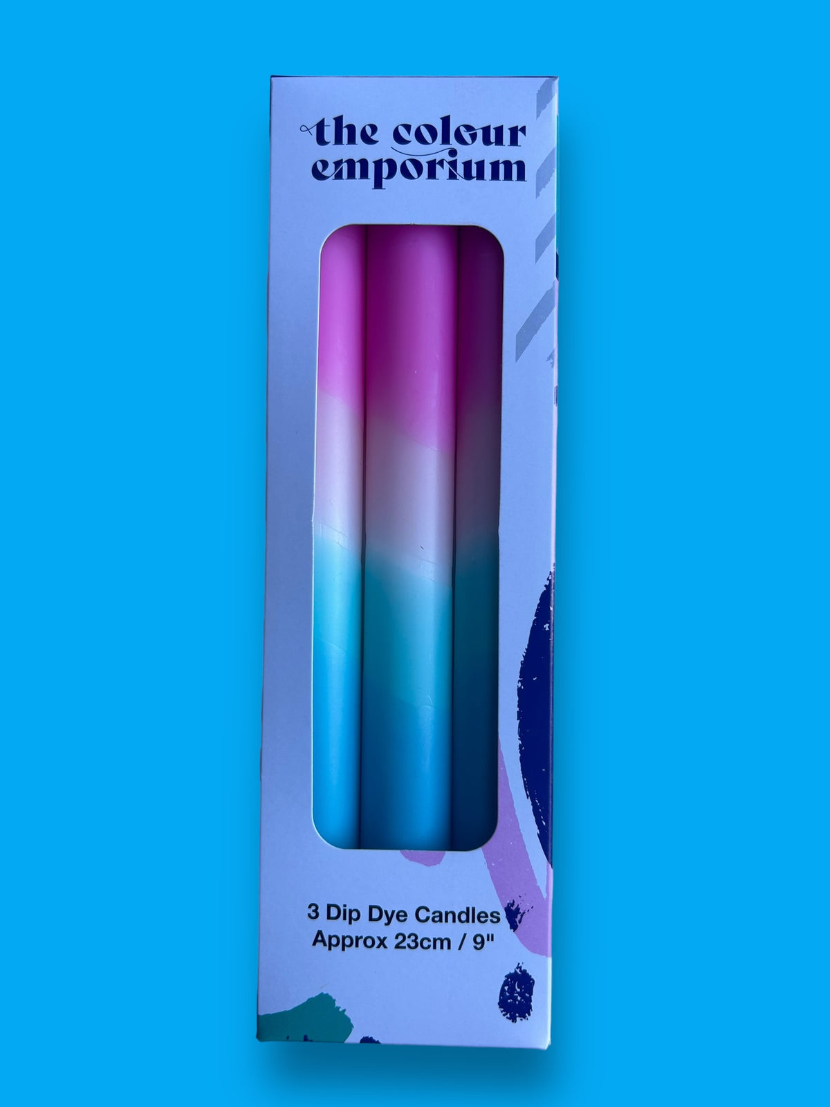 ELECTRIC LAGOON Dip Dye Dinner Candle Trio