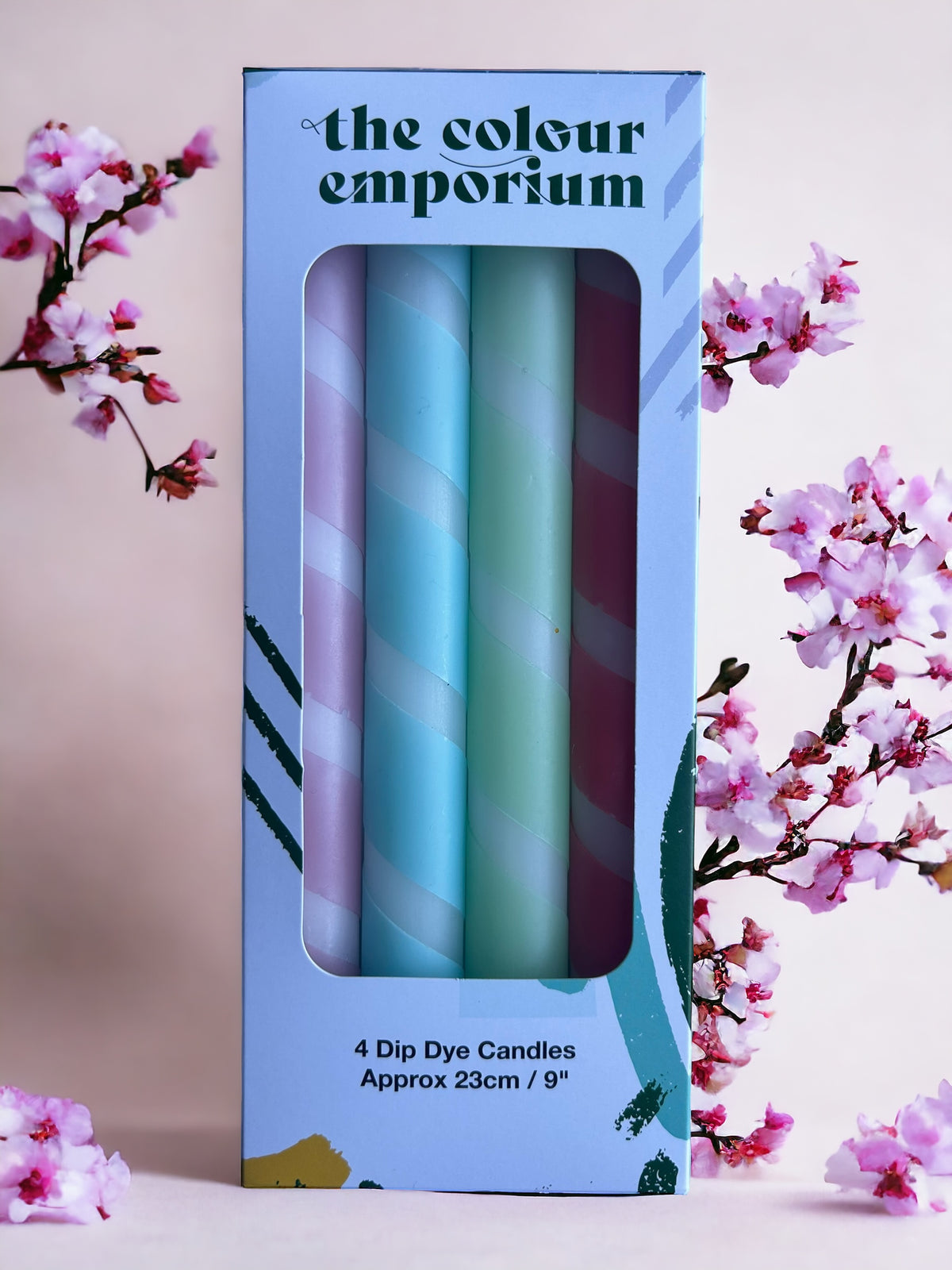 SPRING STRIPES Dip Dye Dinner Candles set of 4