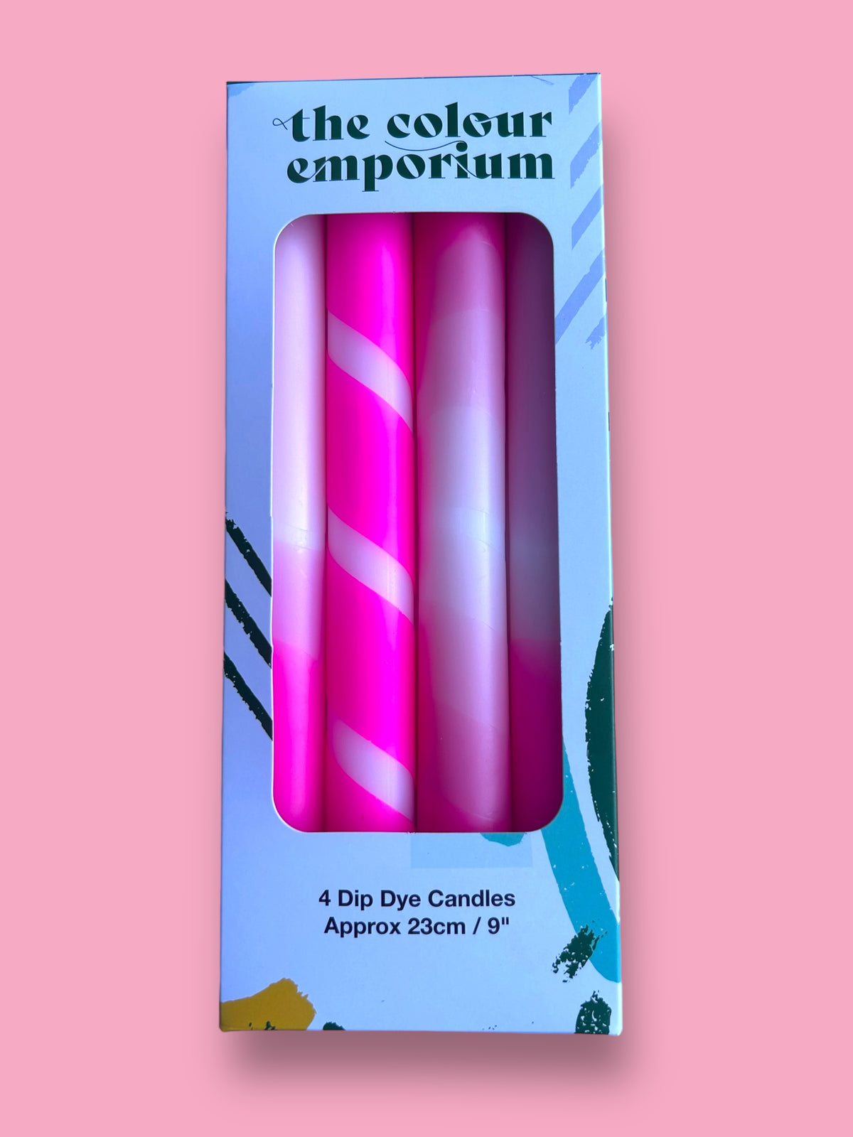PUCKER UP PINK Dip Dye Dinner Candle set of 4