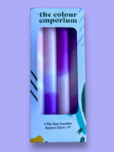 Load image into Gallery viewer, LILAC LOVE Dip Dye Dinner Candle set of 4
