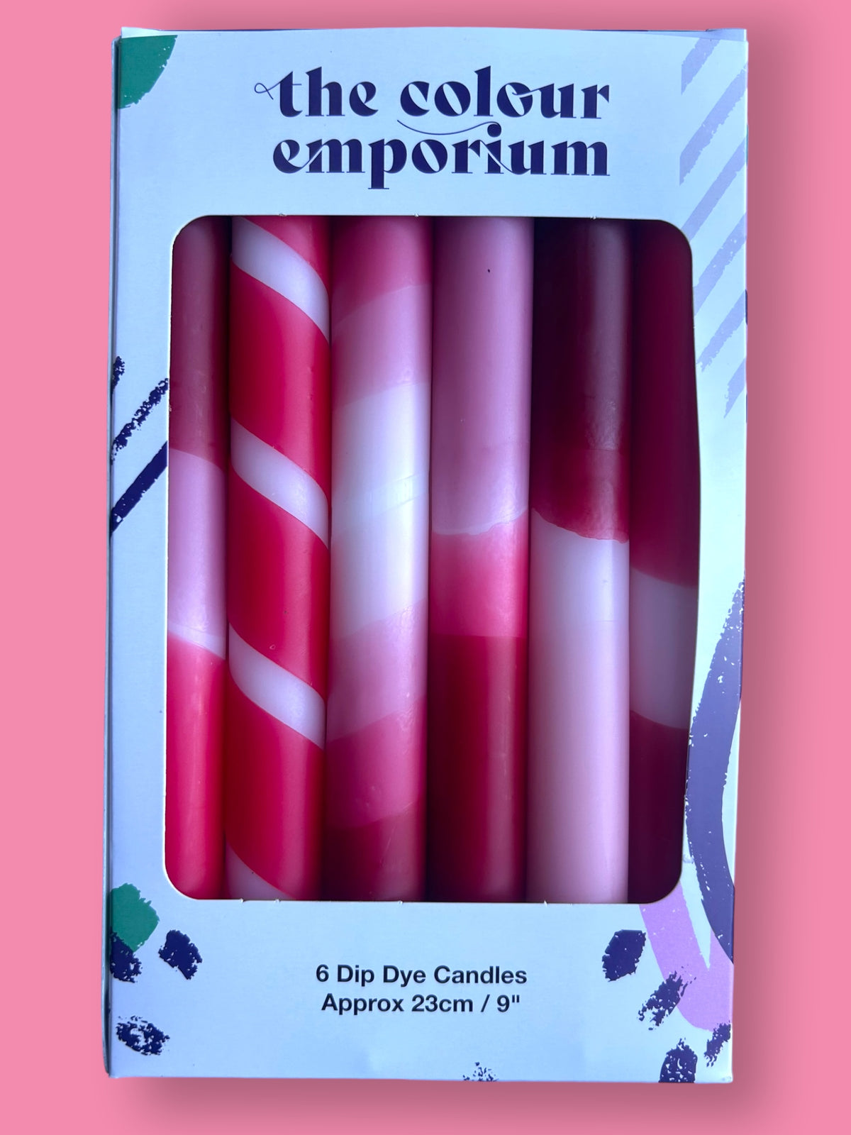 ROSE RED Dip Dye Dinner Candle set of 6