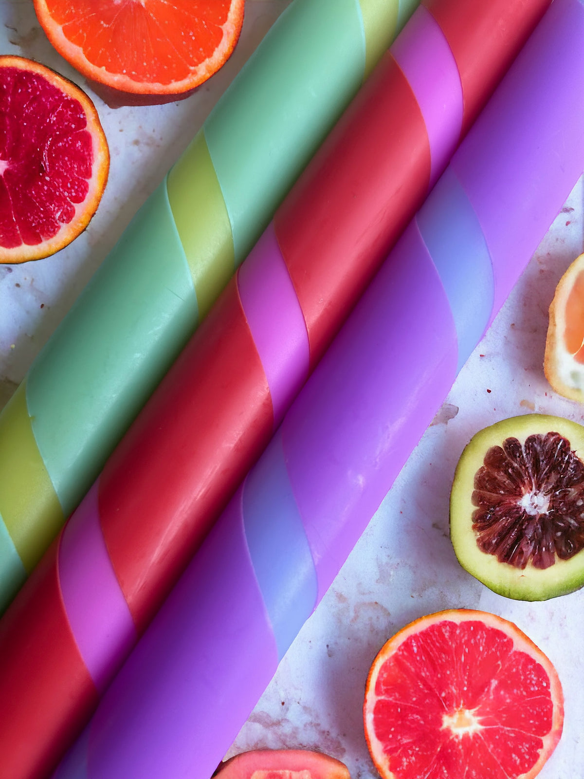 FRUIT TWIST Dip Dye Dinner Candles Trio