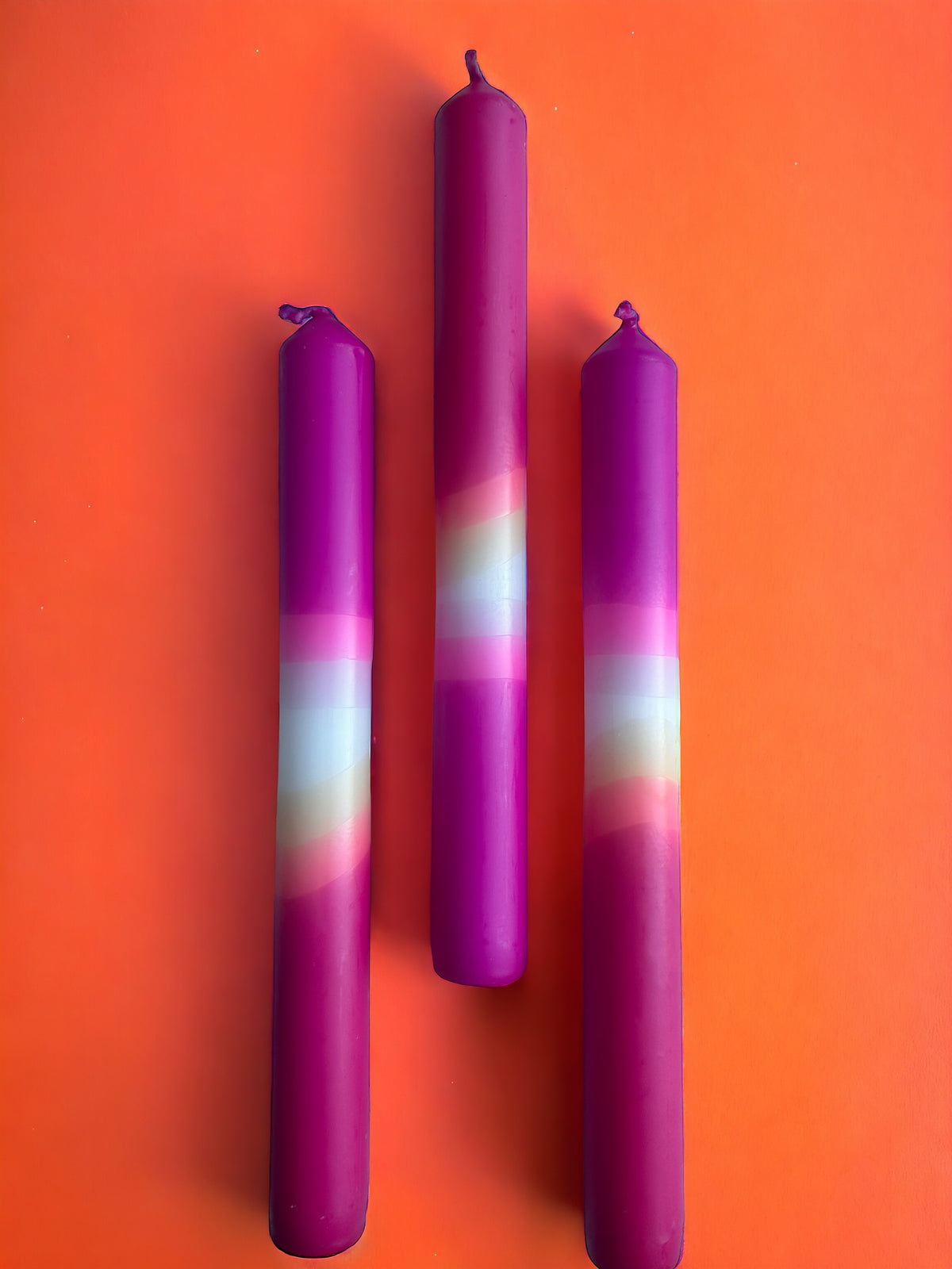 PINK INFERNO Dip Dye Dinner Candle Trio