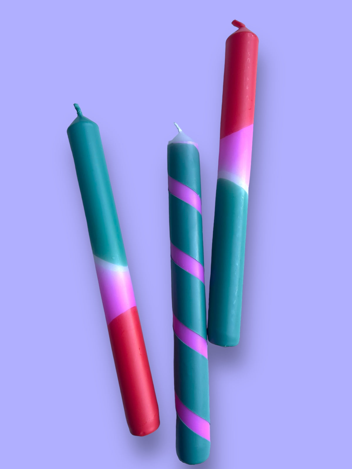 TROPICAL FIESTA Dip Dye Dinner Candle Trio