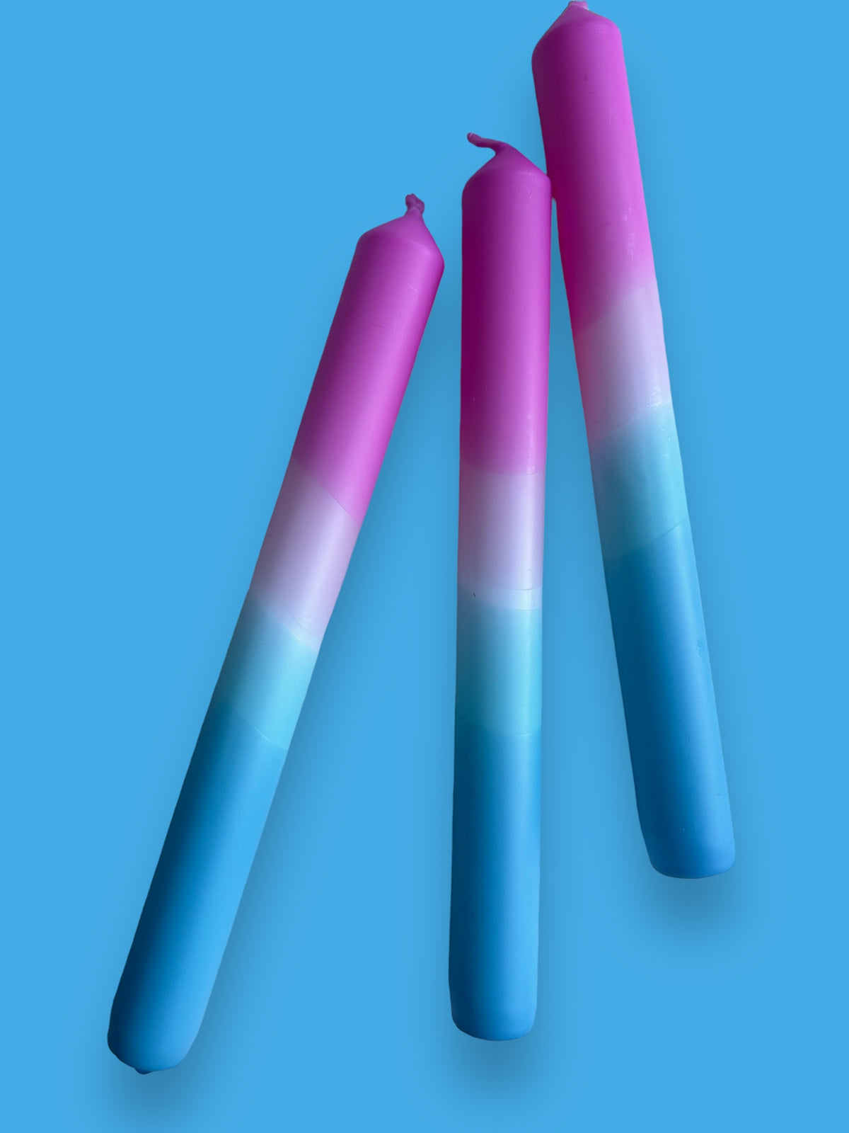 ELECTRIC LAGOON Dip Dye Dinner Candle Trio