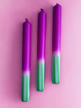 Load image into Gallery viewer, FUCHSIA FERN Dip Dye Dinner Candles Trio
