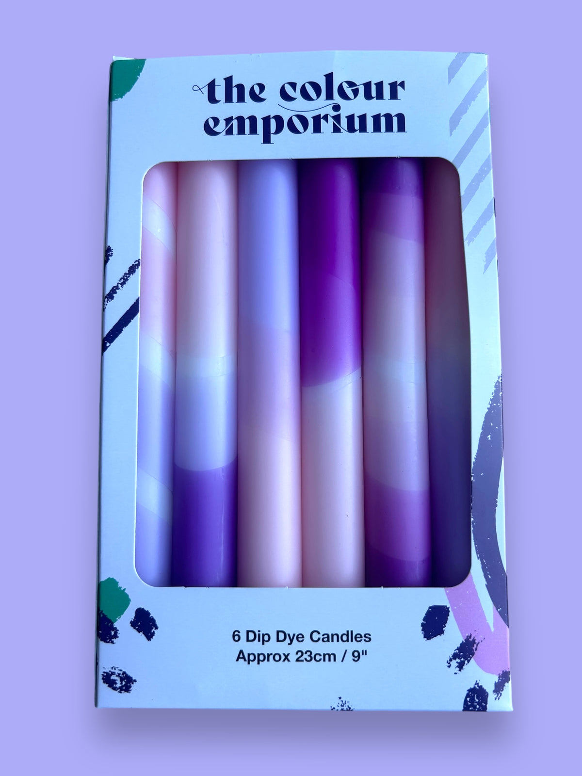 LILAC LOVE Dip Dye Dinner Candles set of 6