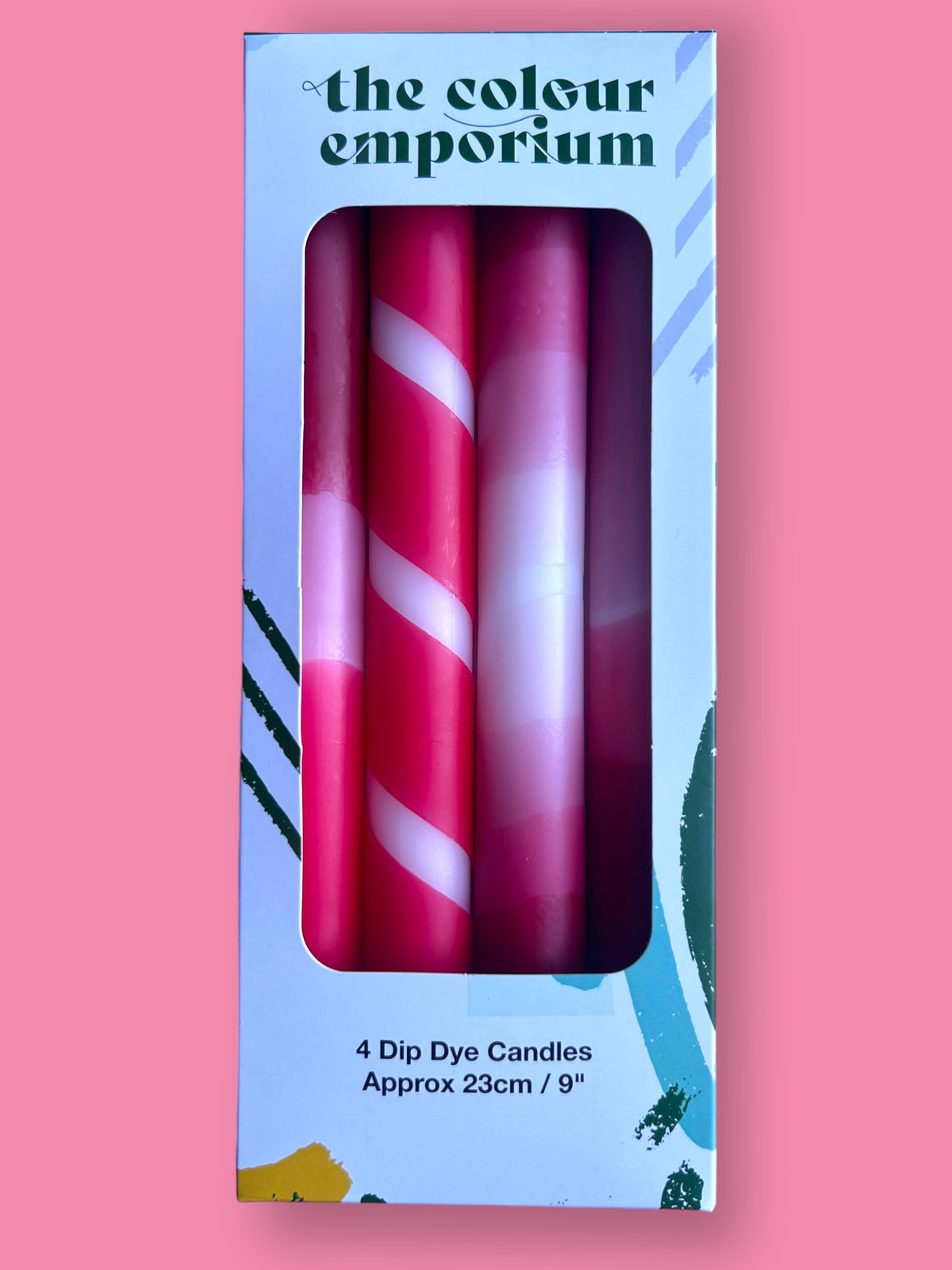 ROSE RED Dip Dye Dinner Candle set of 4
