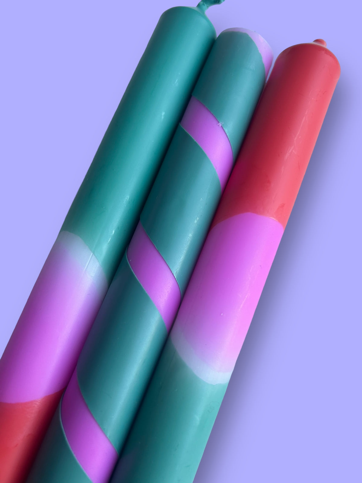 TROPICAL FIESTA Dip Dye Dinner Candle Trio