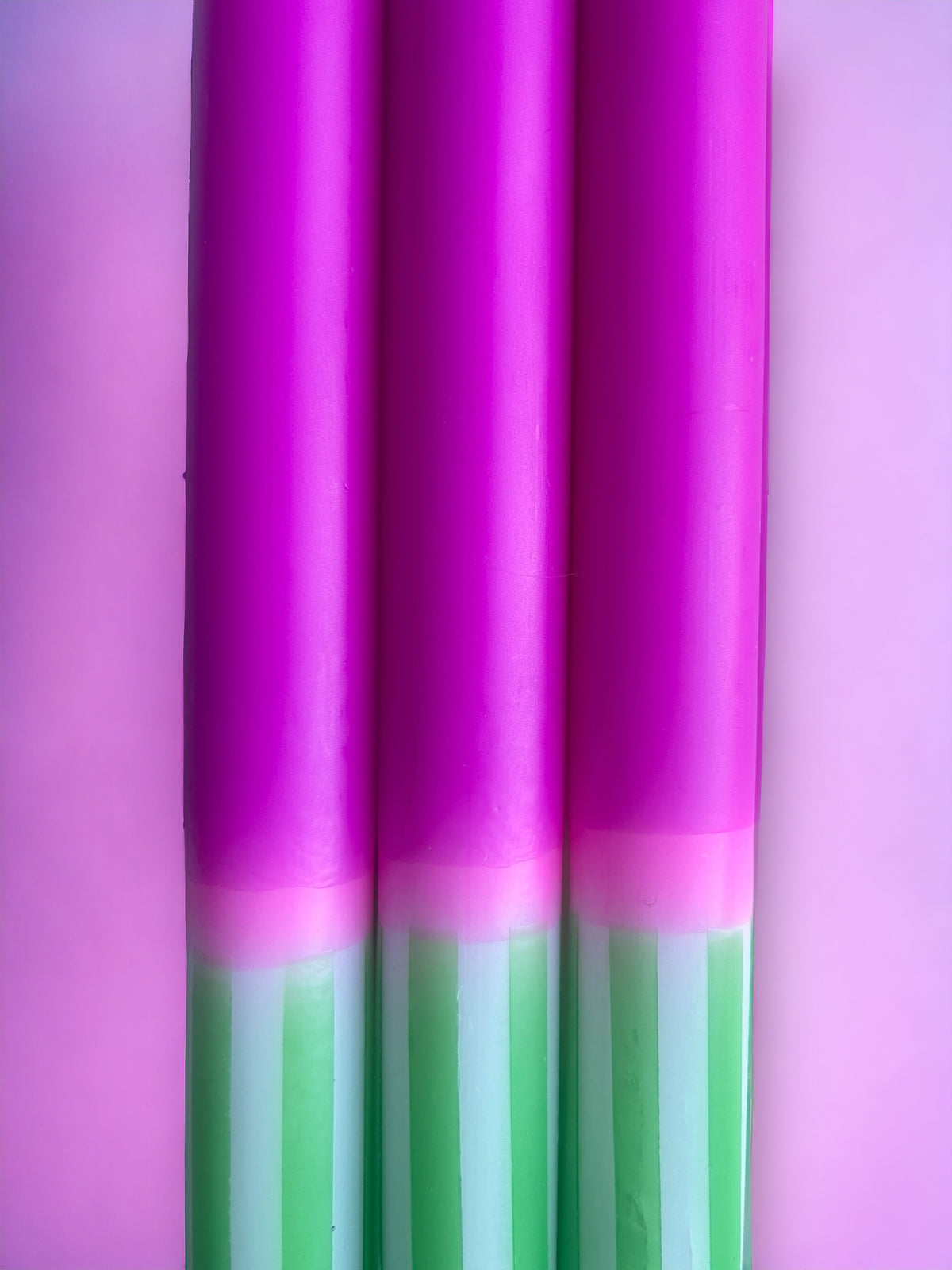 FUCHSIA FERN Dip Dye Dinner Candles Trio