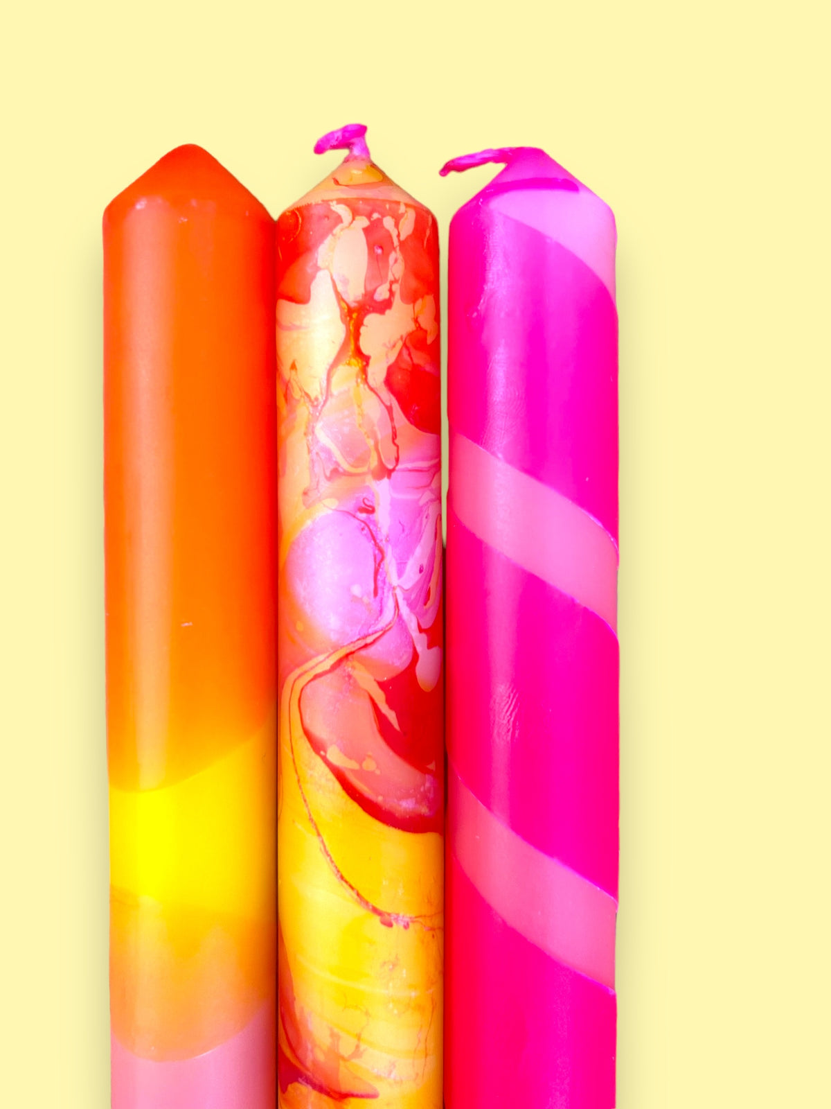 SUNSHINE SORBET Dip Dye Dinner Candles Trio