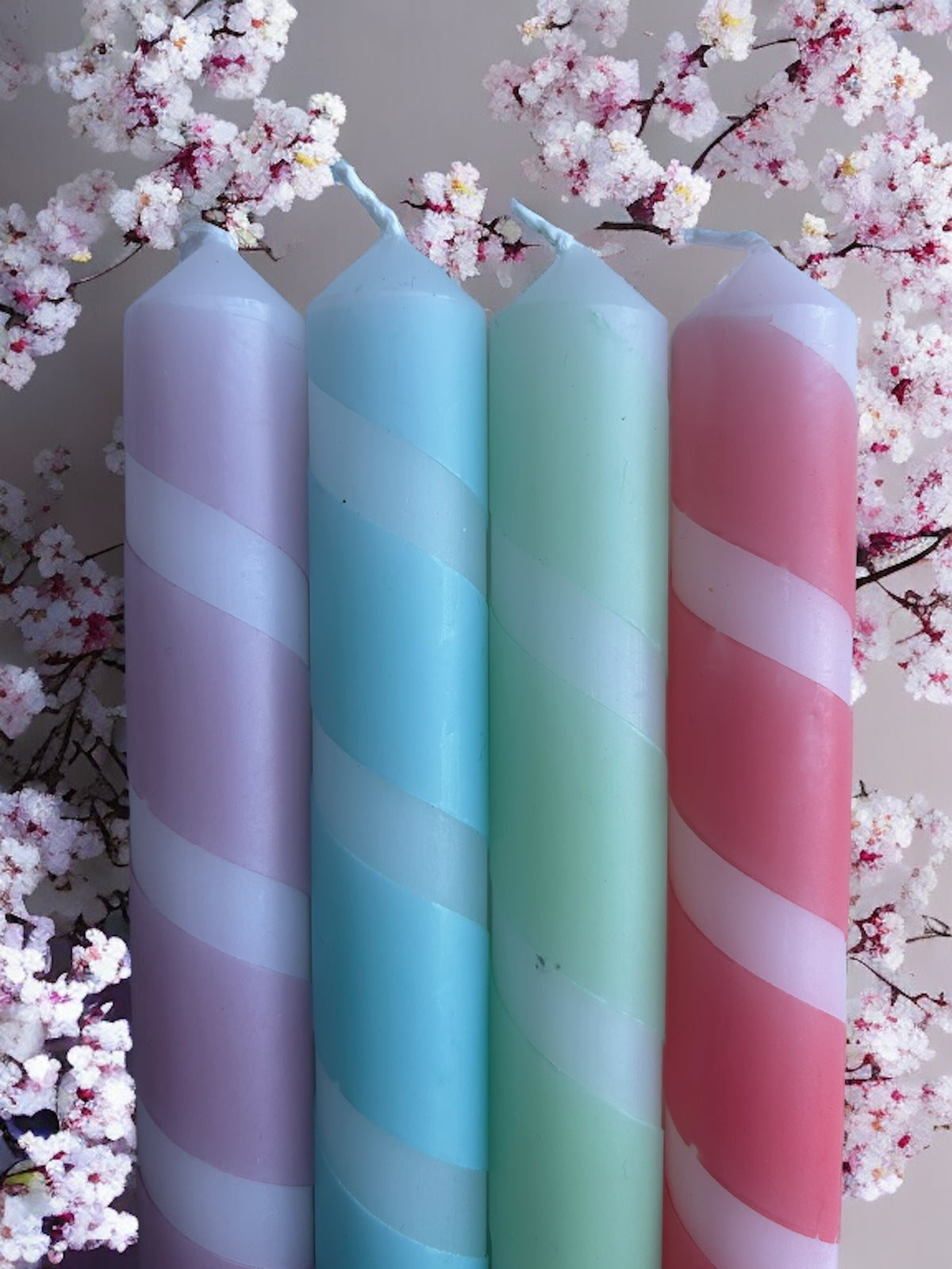 SPRING STRIPES Dip Dye Dinner Candles set of 4