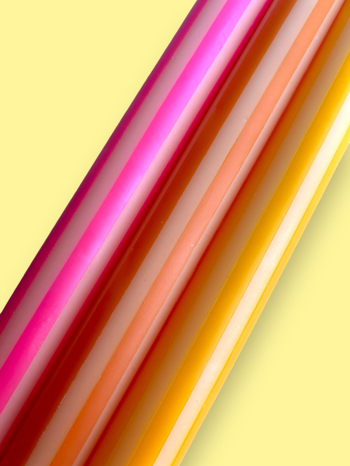 YELLOW PINSTRIPES Dip Dye Dinner Candles Trio