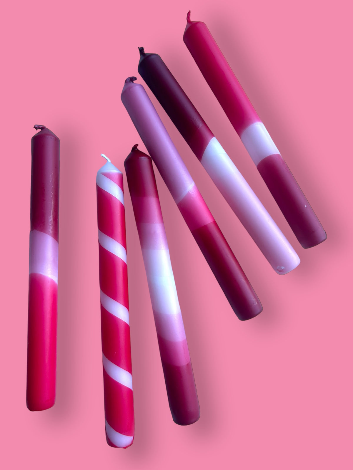 ROSE RED Dip Dye Dinner Candle set of 6