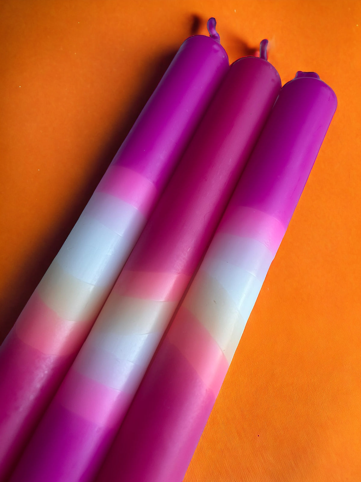 PINK INFERNO Dip Dye Dinner Candle Trio
